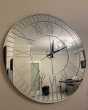 Silver Large Wall clock - Real Mirror Clock Silver colored numerals on a Silver colored mirror