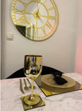 Gold Large Wall clock - Real Mirror Clock - Gold colored numerals on a Silver colored mirror