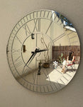 Silver Large Wall clock - Real Mirror Clock Silver colored numerals on a Silver colored mirror