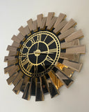 Bronze Large Wall clock - Real Mirror clock Gold colored numerals on a Black colored mirror,