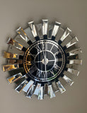 Sılver Large Wall clock - Real Mirror clock Silver colored numerals on a Black colored mirror,