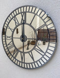 Real Mirror Clock,Silver Large Wall clock,Smoke colored numerals on a Silver colored mirror