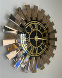 Bronze Large Wall clock - Real Mirror clock Gold colored numerals on a Black colored mirror,