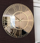 Bronze Large Wall clock - Real Mirror clock Gold colored numerals on a Bronze colored mirror