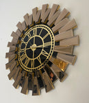 Bronze Large Wall clock - Real Mirror clock Gold colored numerals on a Black colored mirror,