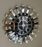 Sılver Large Wall clock - Real Mirror clock Silver colored numerals on a Black colored mirror,