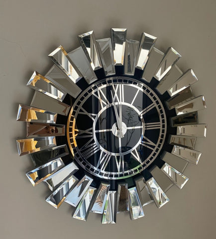 Sılver Large Wall clock - Real Mirror clock Silver colored