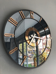 Personalized Mirror clock,Large Wall clock ,Bronze colored numerals on a Smoke colored mirror