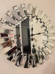 Silver Large Wall clock - Real Mirror clock - Black colored numerals on a Silver colored mirror,