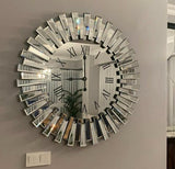 Silver Large Wall clock - Real Mirror clock - Black colored numerals on a Silver colored mirror,