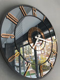 Personalized Mirror clock,Large Wall clock ,Bronze colored numerals on a Smoke colored mirror