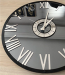 Personalized Mirror clock - Large Wall clock Silver colored  numerals on a Smoke colored mirror