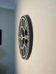 White Large Wall clock - Real Mirror Clock White colored wooden numerals on a Silver colored mirror