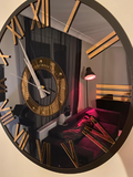 Personalized Mirror clock - Large Wall clock Bronze colored numerals on a Smoke colored mirror