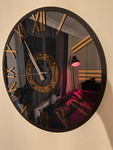 Personalized Mirror clock - Large Wall clock Bronze colored numerals on a Smoke colored mirror