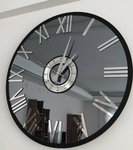 Personalized Mirror clock - Large Wall clock Silver colored  numerals on a Smoke colored mirror