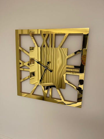 Gold Large Wall Mirror clock - Acrylic Mirror Modern Clocks for Wall