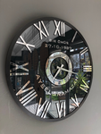 Personalized Mirror clock - Large Wall clock Silver colored  numerals on a Smoke colored mirror