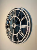 White Large Wall clock - Real Mirror Clock White colored wooden numerals on a Silver colored mirror